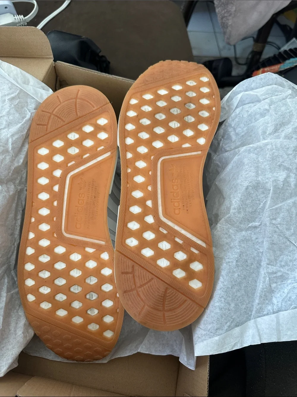 adidas Women’s Cream and Gum NMD_R1 Sneakers
